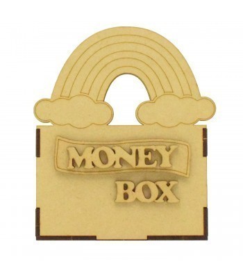 Laser Cut Small Money Box - Rainbow Design